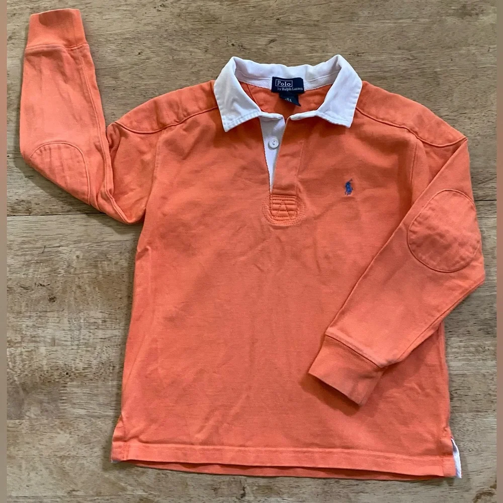 Polo Ralph Lauren Boys’ Sz‎ 7 Orange Cotton Jersey Rugby Shirt